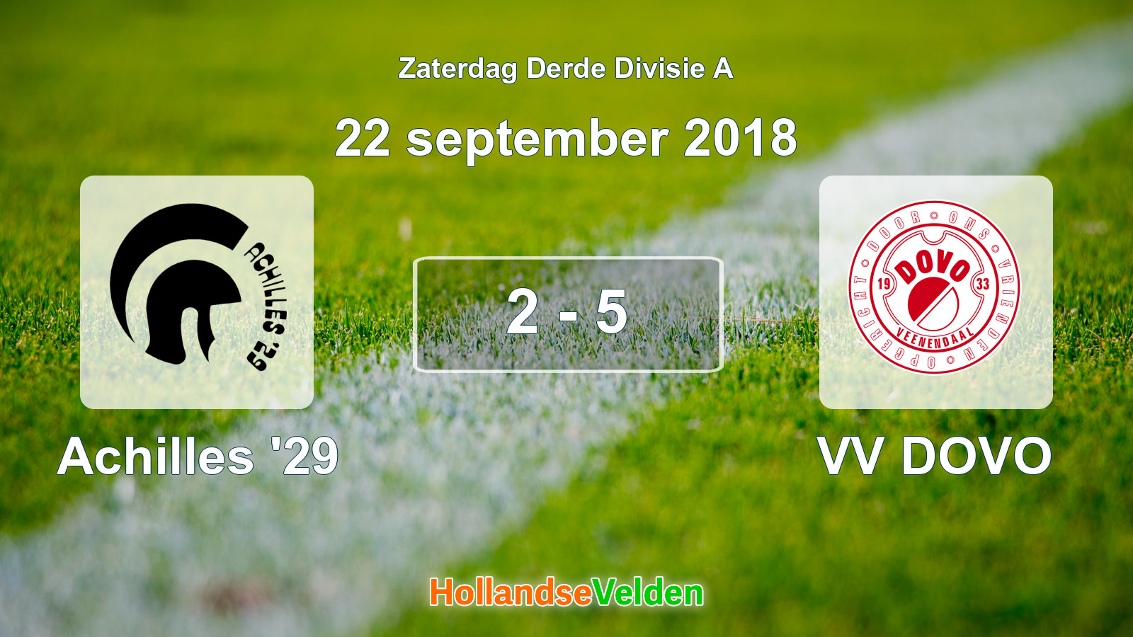 Gespeelde wedstrijd: Achilles '29 - VV DOVO 2 - 5 (22 september 2018)