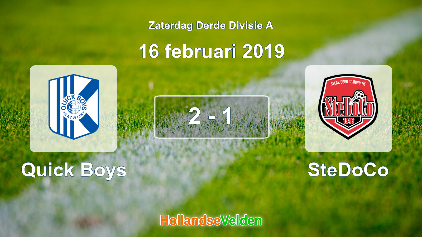 Gespeelde wedstrijd: Quick Boys - SteDoCo 2 - 1 (16 februari 2019)