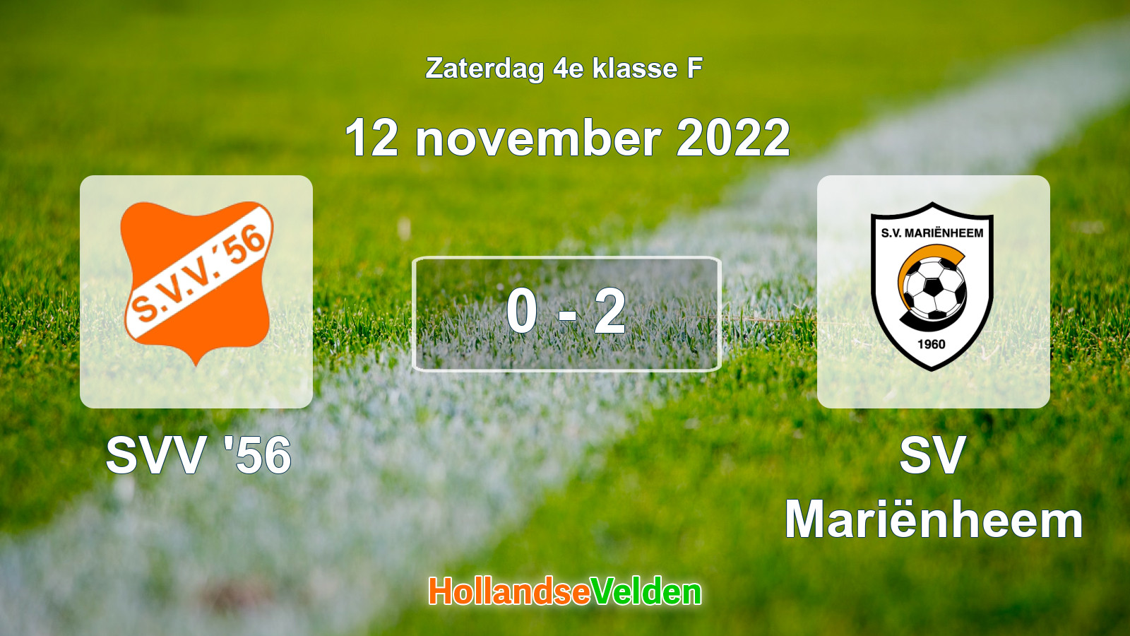 Gespeelde wedstrijd: SVV '56 - SV Mariënheem 0 - 2 (12 november 2022)