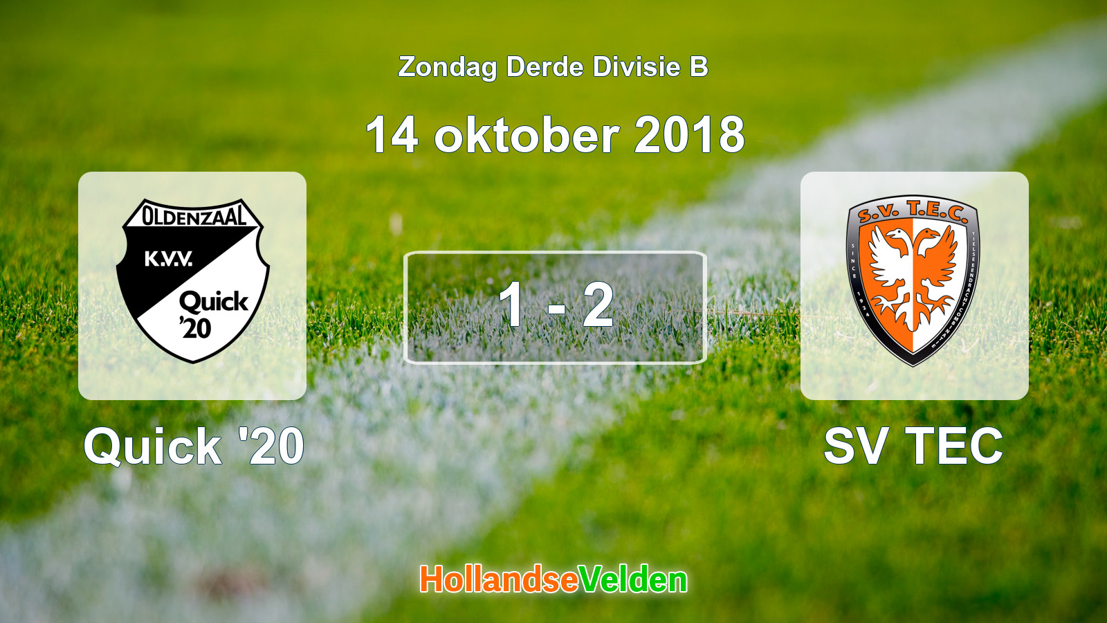 Gespeelde wedstrijd: Quick '20 - SV TEC 1 - 2 (14 oktober 2018)