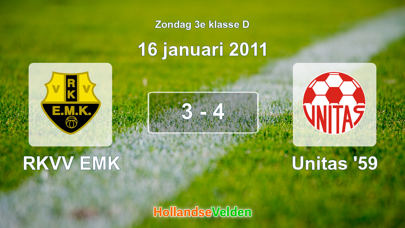 Gespeelde wedstrijd: RKVV EMK - Unitas '59 3 - 4 (16 januari 2011)