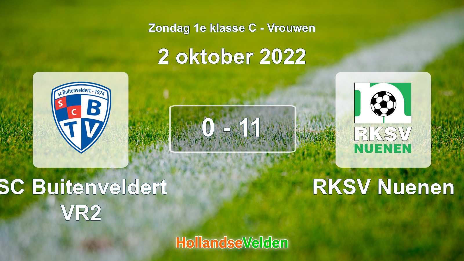 Gespeelde wedstrijd: SC Buitenveldert VR2 - RKSV Nuenen 0 - 11 (2 oktober 2022)