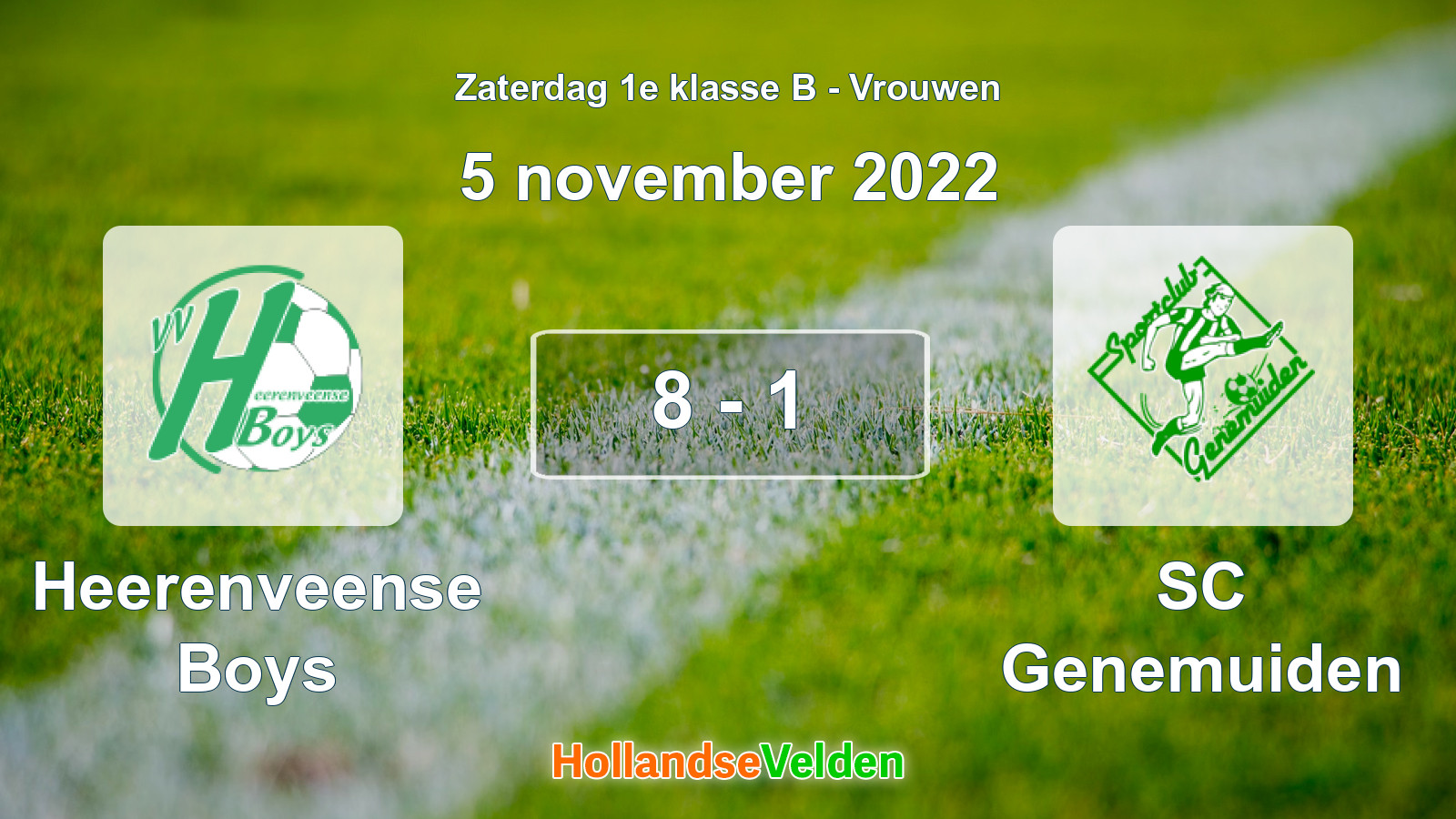 Gespeelde wedstrijd: Heerenveense Boys - SC Genemuiden 8 - 1 (5 november 2022)