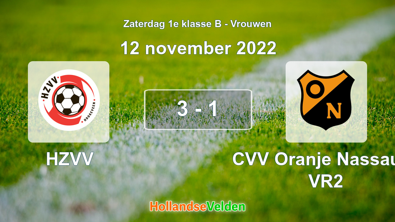 Gespeelde wedstrijd: HZVV - CVV Oranje Nassau G VR2 3 - 1 (12 november 2022)