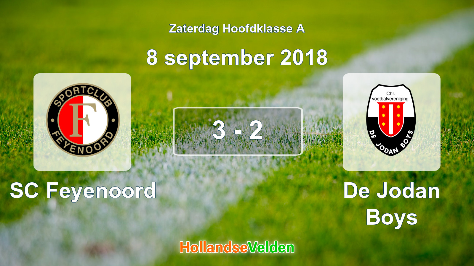 Gespeelde wedstrijd: SC Feyenoord - De Jodan Boys 3 - 2 (8 september 2018)