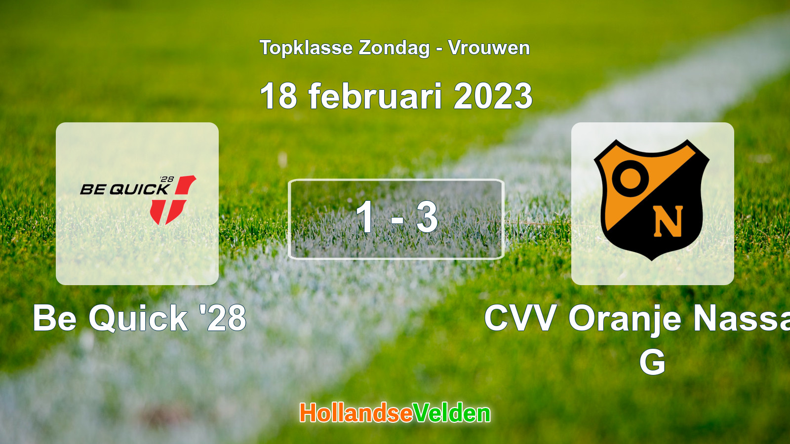 Gespeelde wedstrijd: Be Quick '28 - CVV Oranje Nassau G 1 - 3 (18 februari 2023)