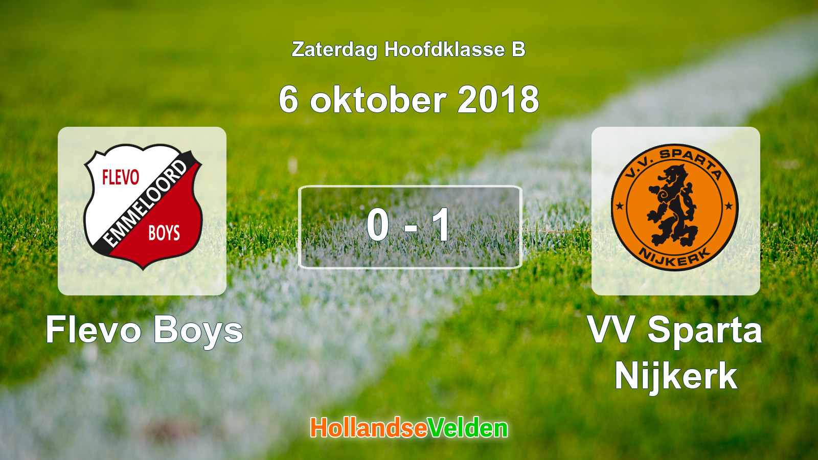 Gespeelde wedstrijd: Flevo Boys - VV Sparta Nijkerk 0 - 1 (6 oktober 2018)