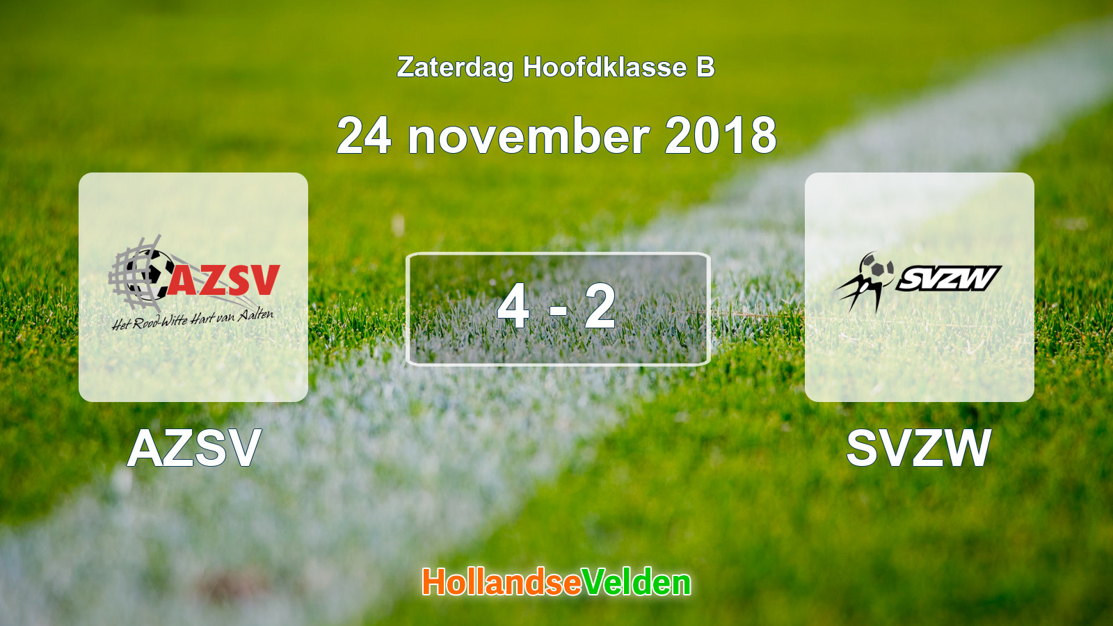 Gespeelde wedstrijd: AZSV - SVZW 4 - 2 (24 november 2018)