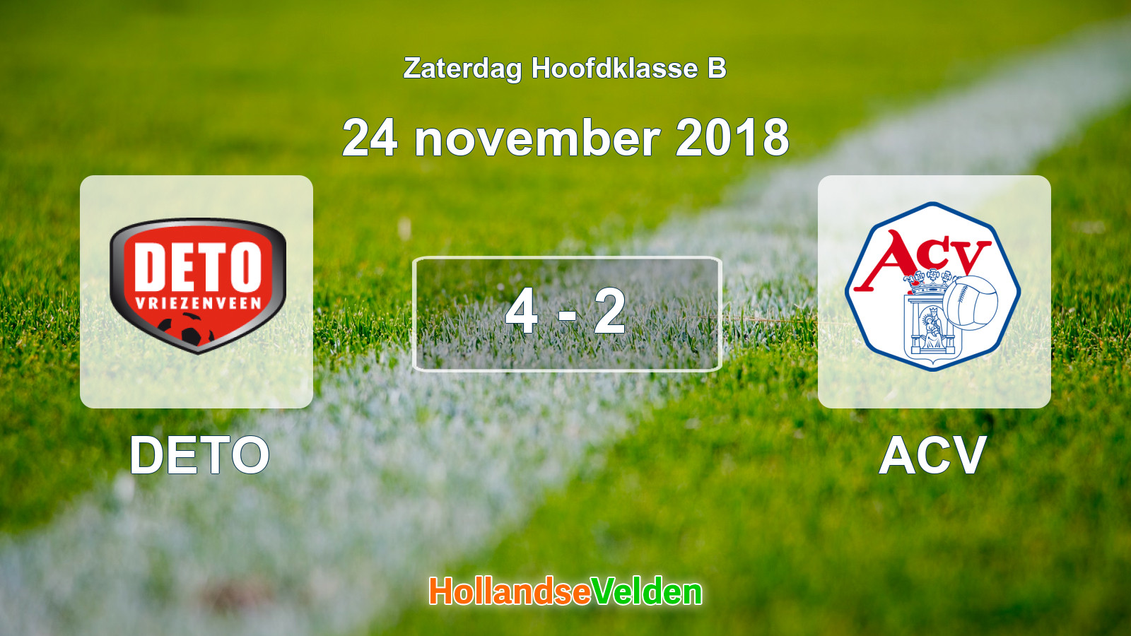 Gespeelde wedstrijd: DETO - ACV 4 - 2 (24 november 2018)