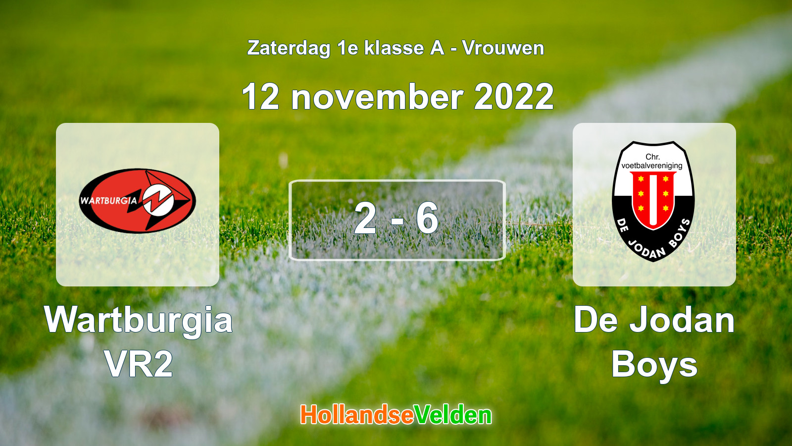 Gespeelde wedstrijd: Wartburgia VR2 - De Jodan Boys 2 - 6 (12 november 2022)