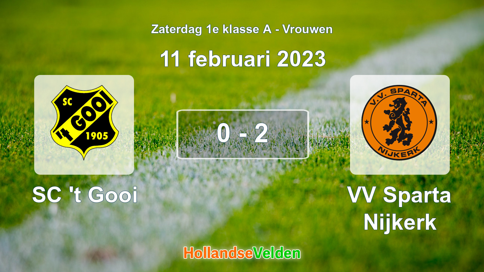 Gespeelde wedstrijd: SC 't Gooi - VV Sparta Nijkerk 0 - 2 (11 februari 2023)