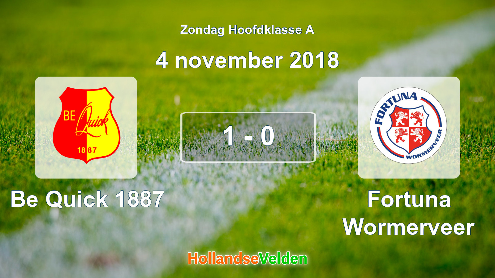 Gespeelde wedstrijd: Be Quick 1887 - Fortuna Wormerveer 1 - 0 (4 november 2018)