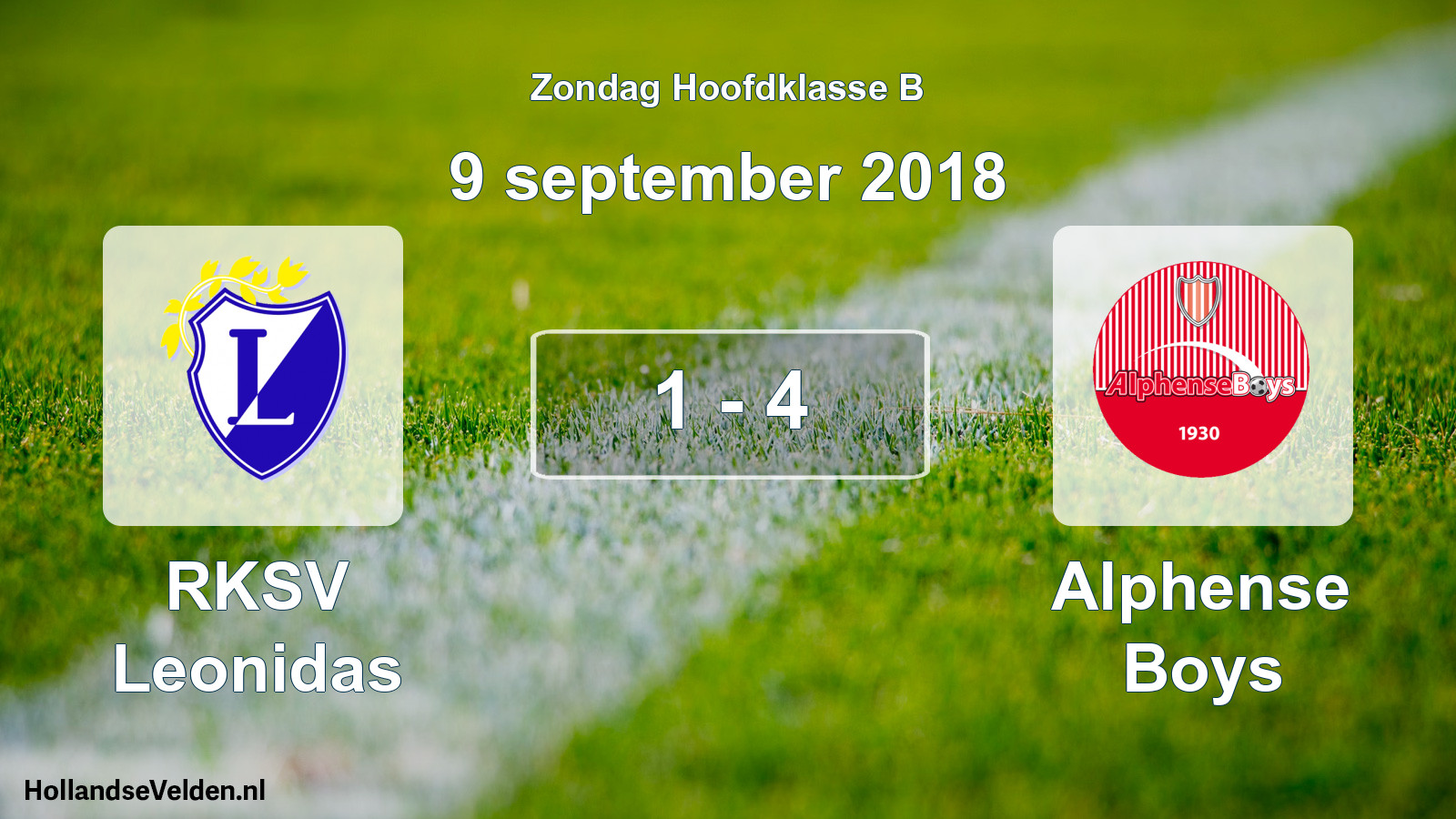 Gespeelde wedstrijd: RKSV Leonidas - Alphense Boys 1 - 4 (9 september 2018)