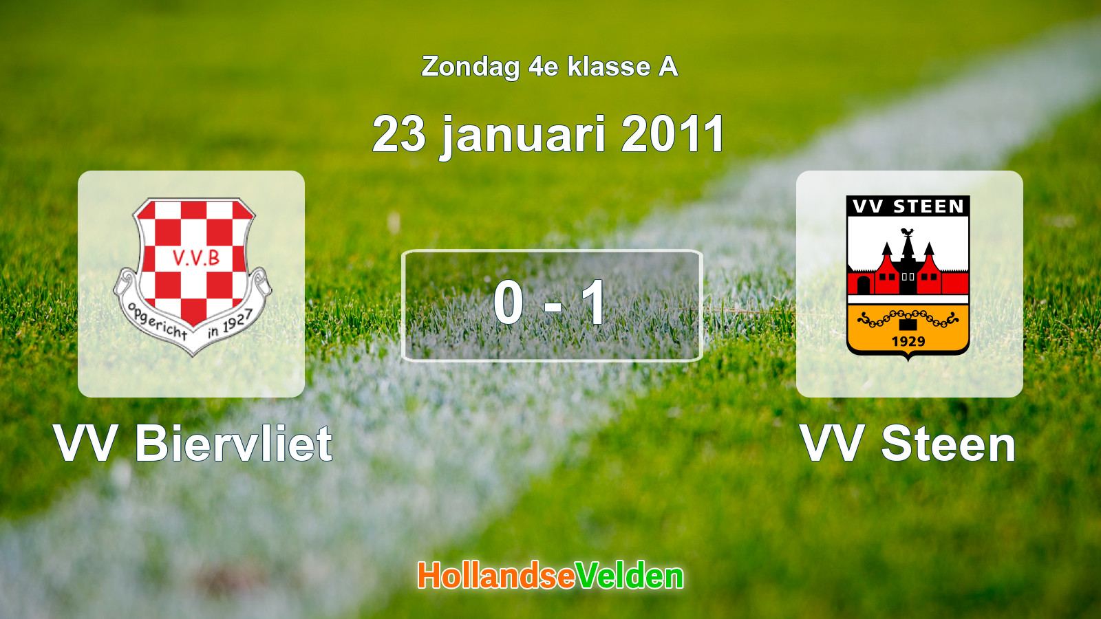 Gespeelde wedstrijd: VV Biervliet - VV Steen 0 - 1 (23 januari 2011)