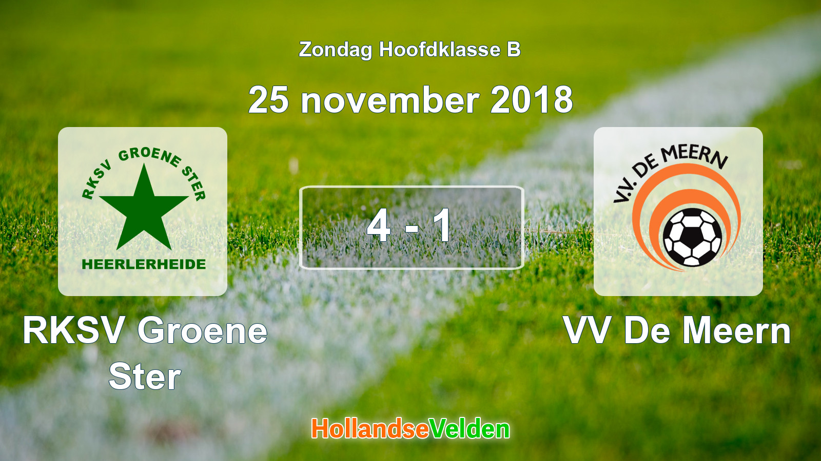 Gespeelde wedstrijd: RKSV Groene Ster - VV De Meern 4 - 1 (25 november 2018)