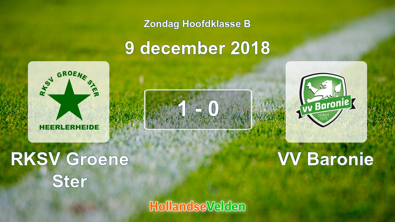 Gespeelde wedstrijd: RKSV Groene Ster - VV Baronie 1 - 0 (9 december 2018)