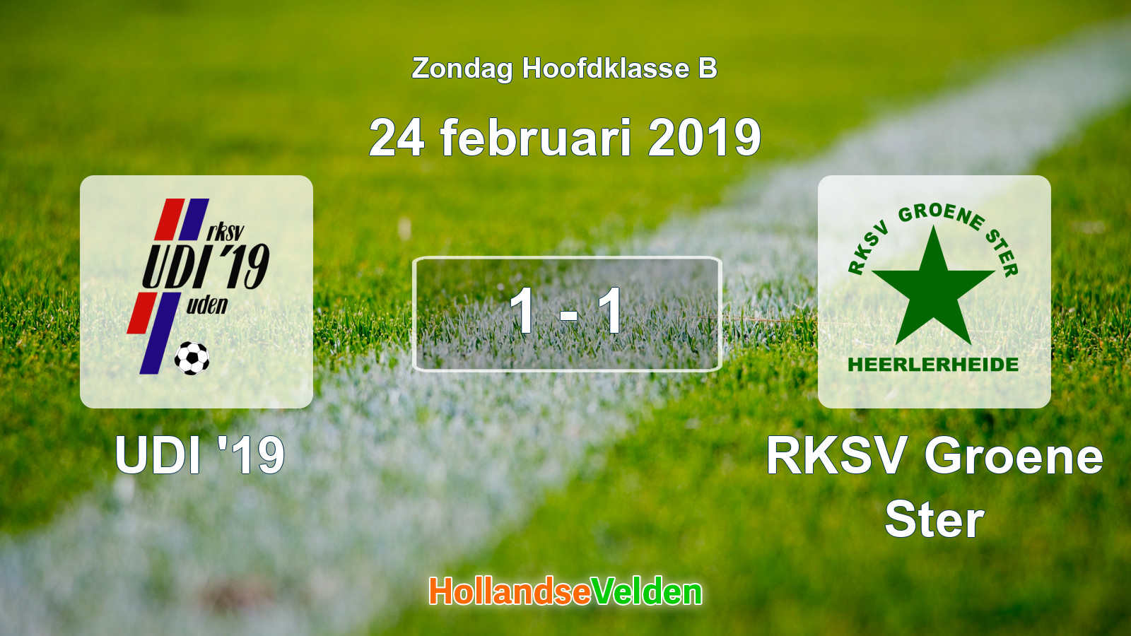 Gespeelde wedstrijd: UDI '19 - RKSV Groene Ster 1 - 1 (24 februari 2019)