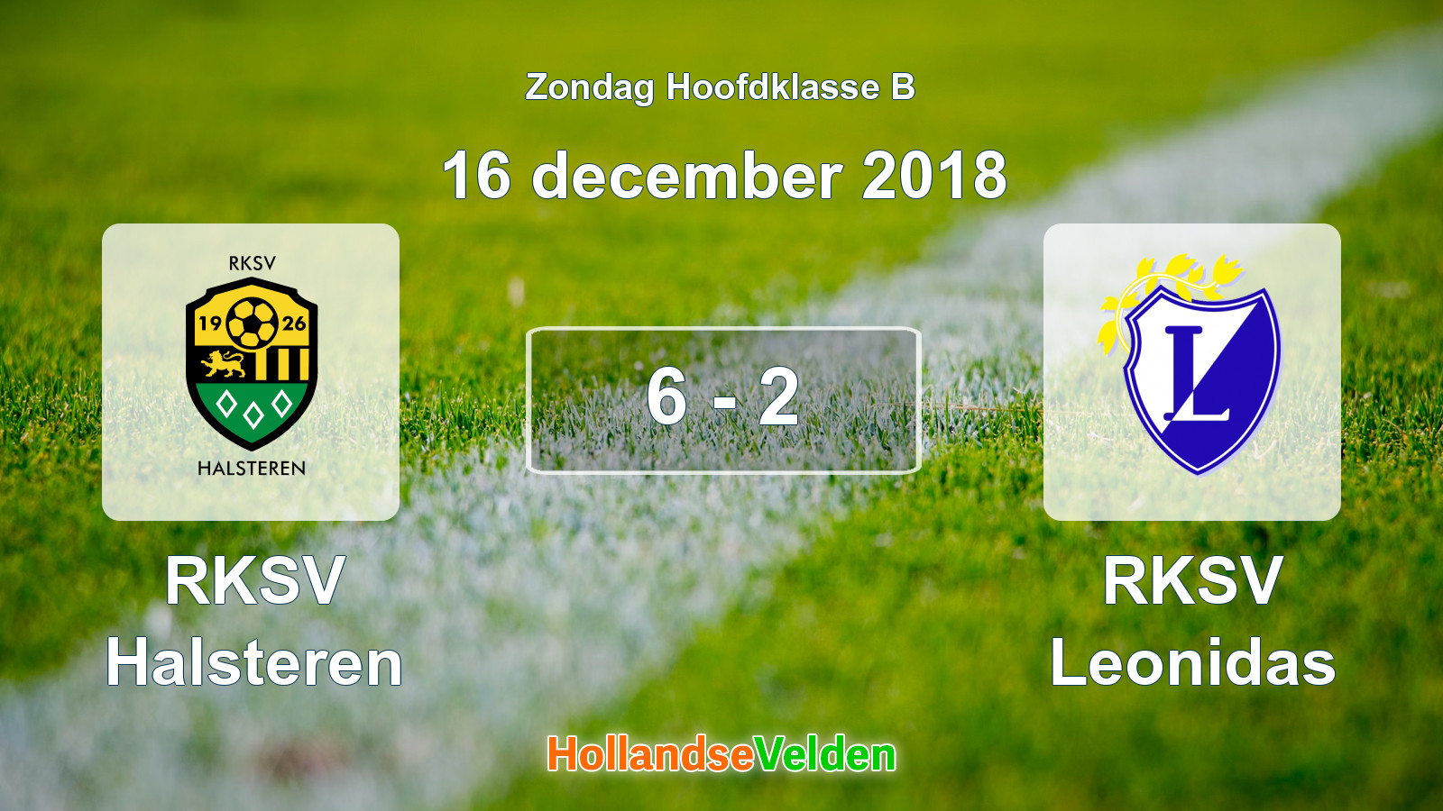 Gespeelde wedstrijd: RKSV Halsteren - RKSV Leonidas 6 - 2 (16 december 2018)