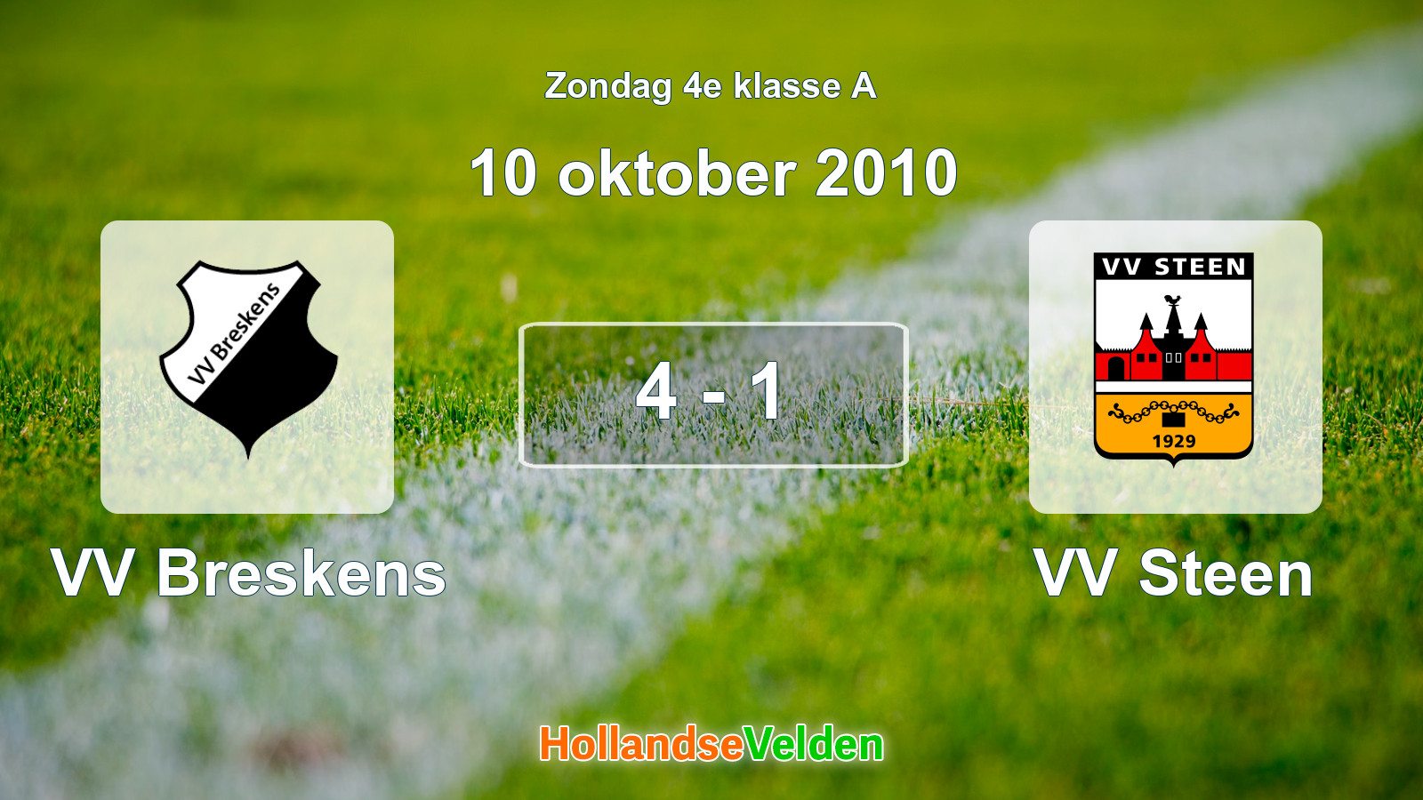 Gespeelde wedstrijd: VV Breskens - VV Steen 4 - 1 (10 oktober 2010)