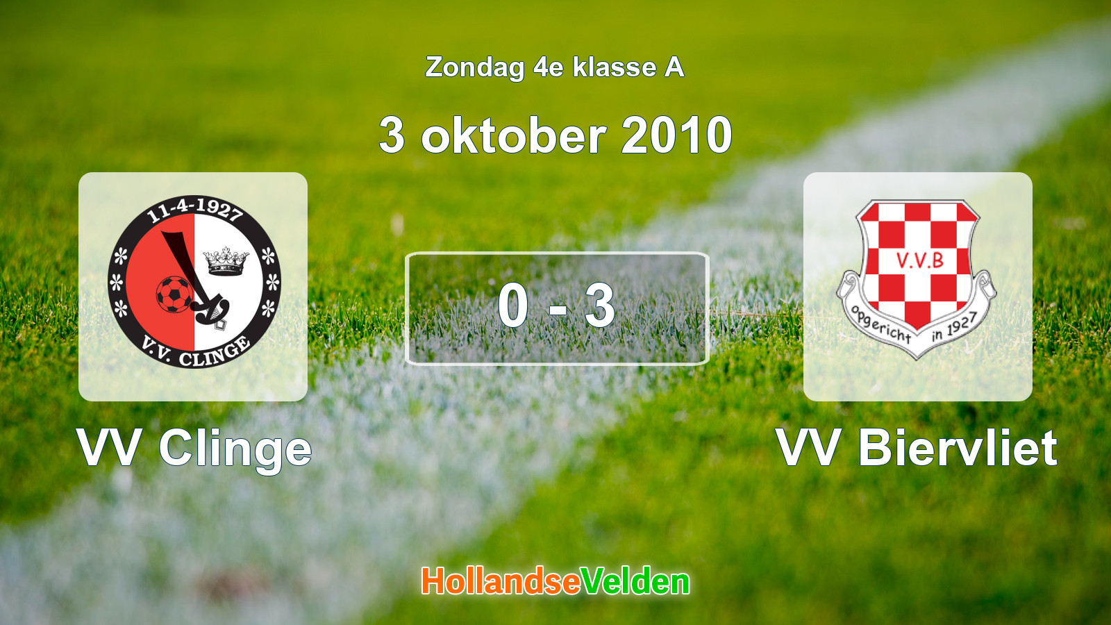 Gespeelde wedstrijd: VV Clinge - VV Biervliet 0 - 3 (3 oktober 2010)