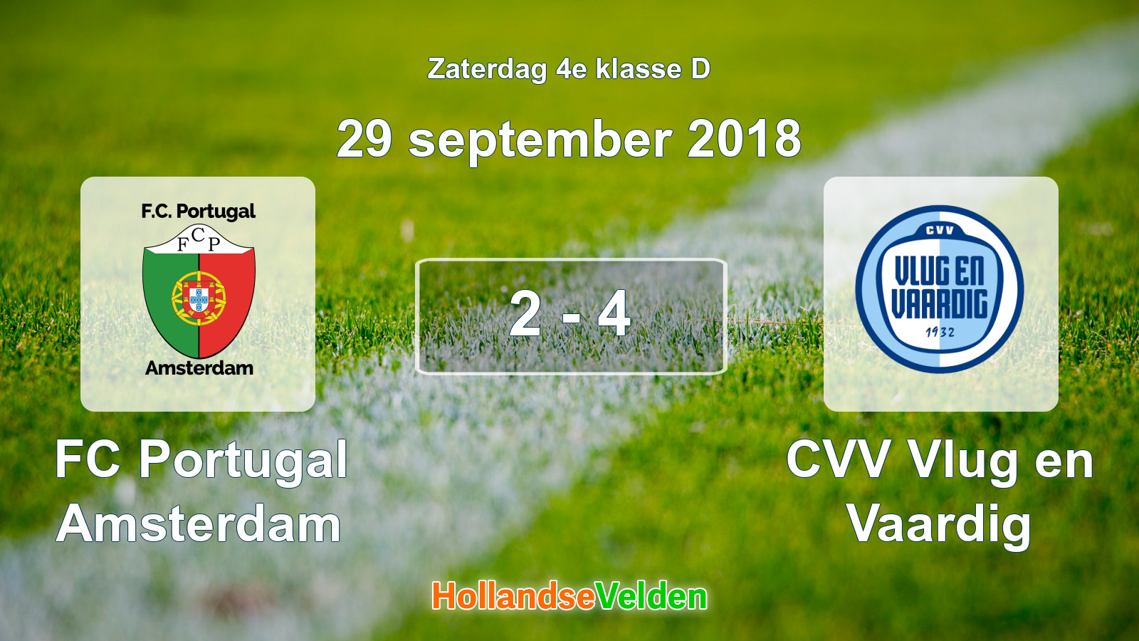Gespeelde wedstrijd: FC Portugal Amsterdam - CVV Vlug en Vaardig 2 - 4 (29 september 2018)