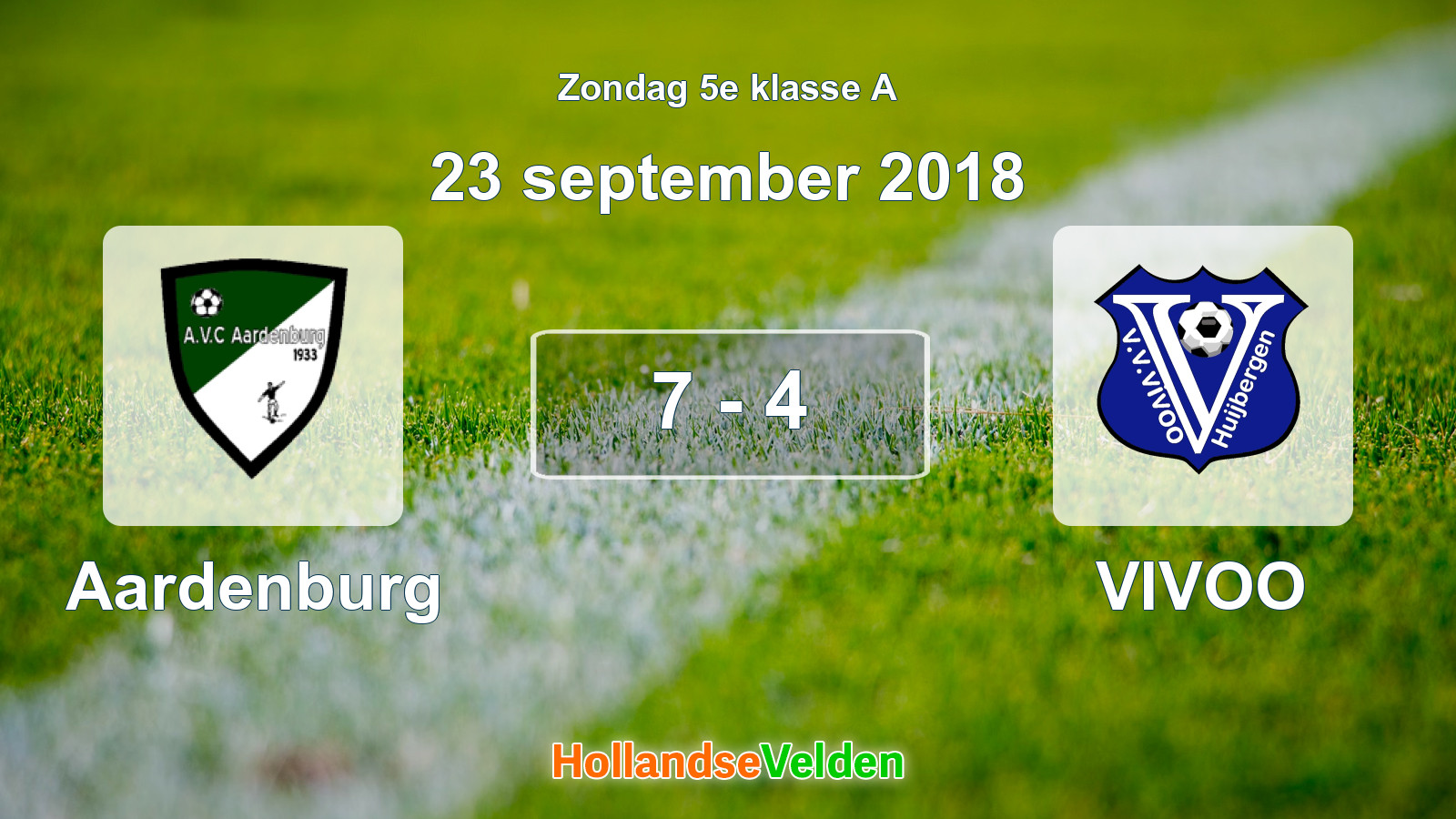 Gespeelde wedstrijd: Aardenburg - VIVOO 7 - 4 (23 september 2018)