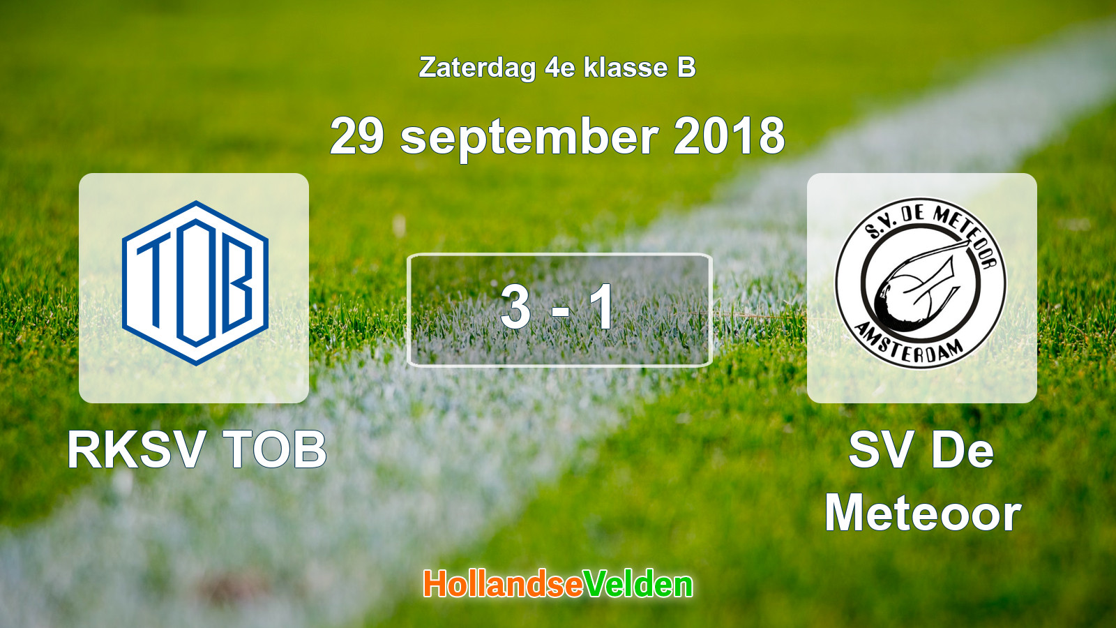 Gespeelde wedstrijd: RKSV TOB - SV De Meteoor 3 - 1 (29 september 2018)