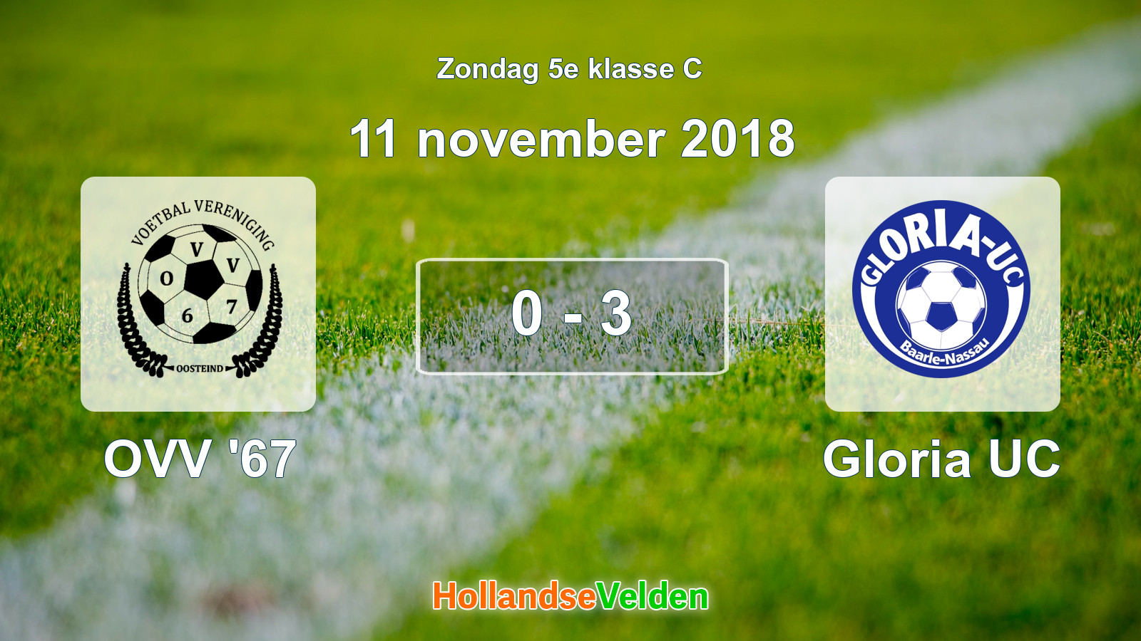 Gespeelde wedstrijd: OVV '67 - Gloria UC 0 - 3 (11 november 2018)