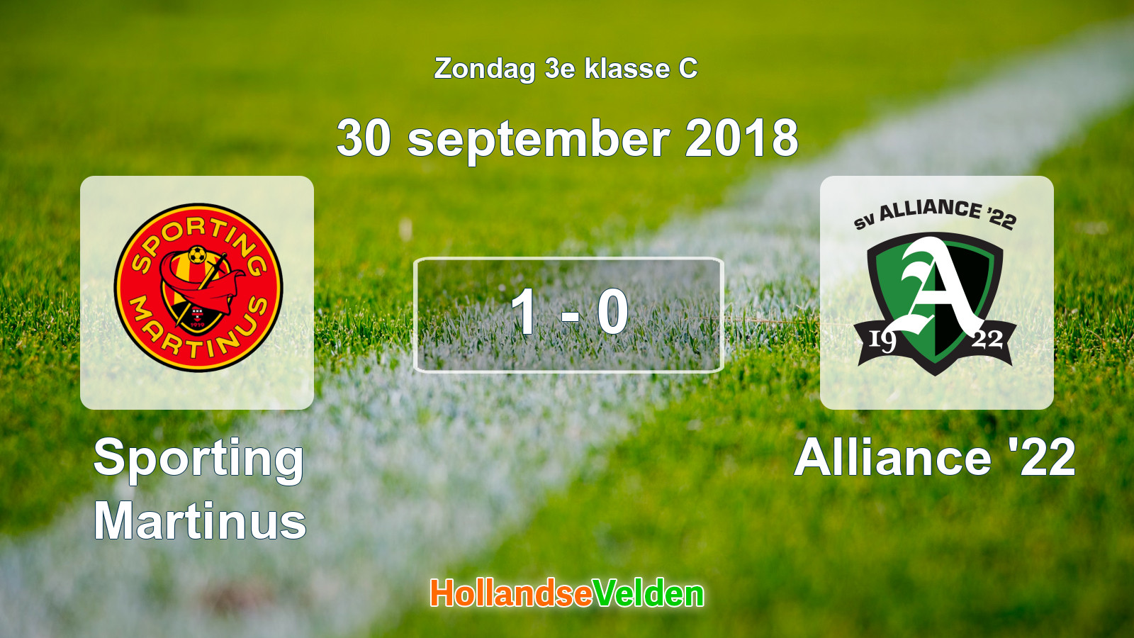Gespeelde wedstrijd: Sporting Martinus - Alliance '22 1 - 0 (30 september 2018)