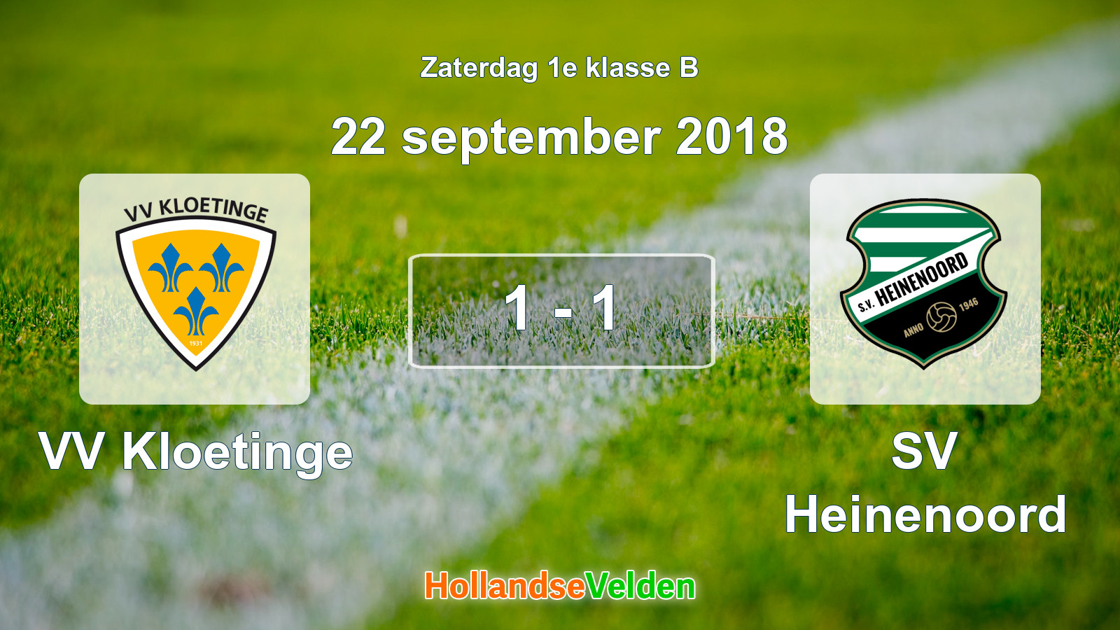 Gespeelde wedstrijd: VV Kloetinge - SV Heinenoord 1 - 1 (22 september 2018)