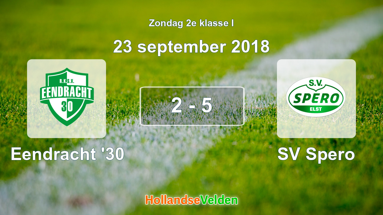 Gespeelde wedstrijd: Eendracht '30 - SV Spero 2 - 5 (23 september 2018)