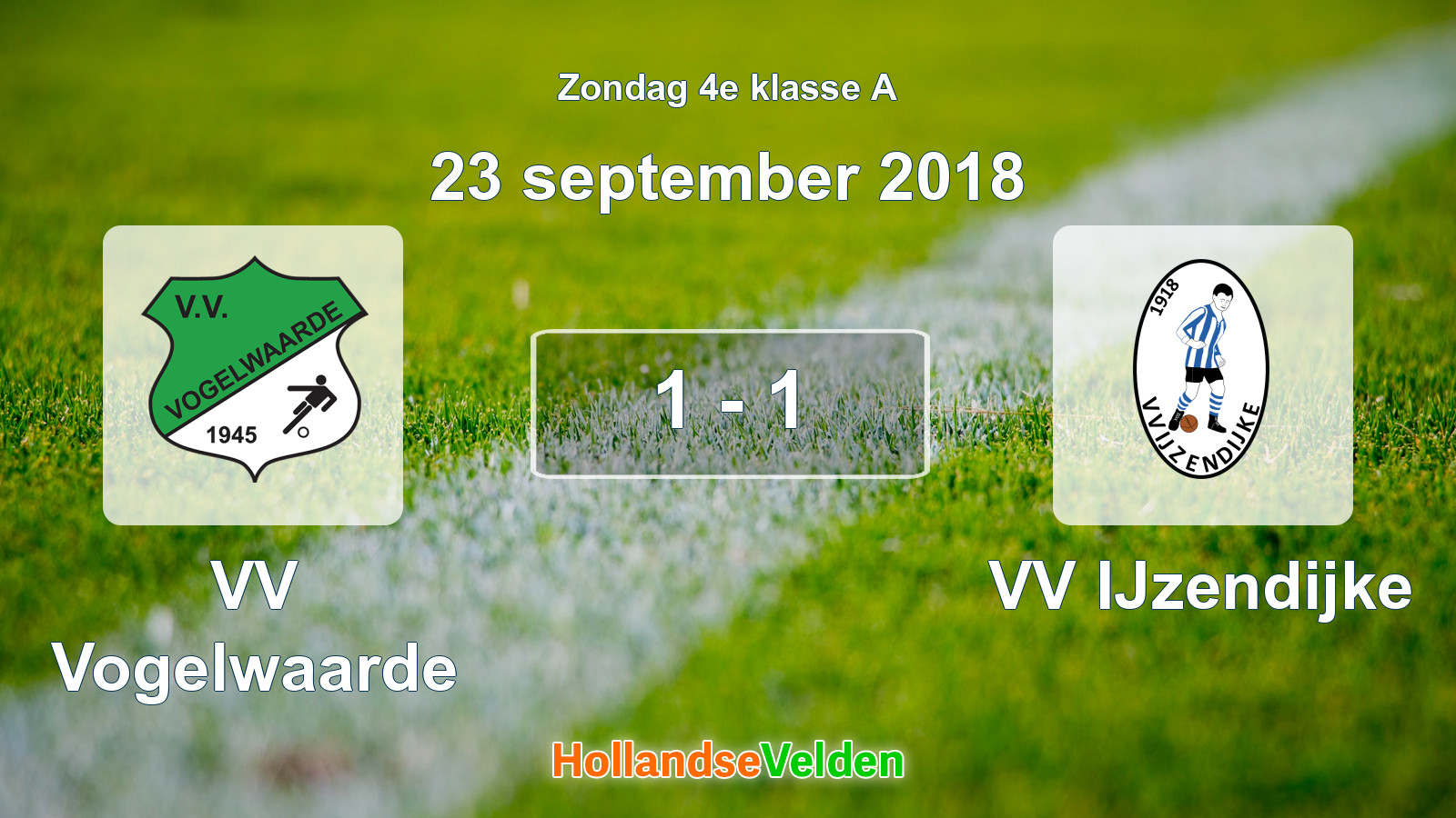 Gespeelde wedstrijd: VV Vogelwaarde - VV IJzendijke 1 - 1 (23 september 2018)