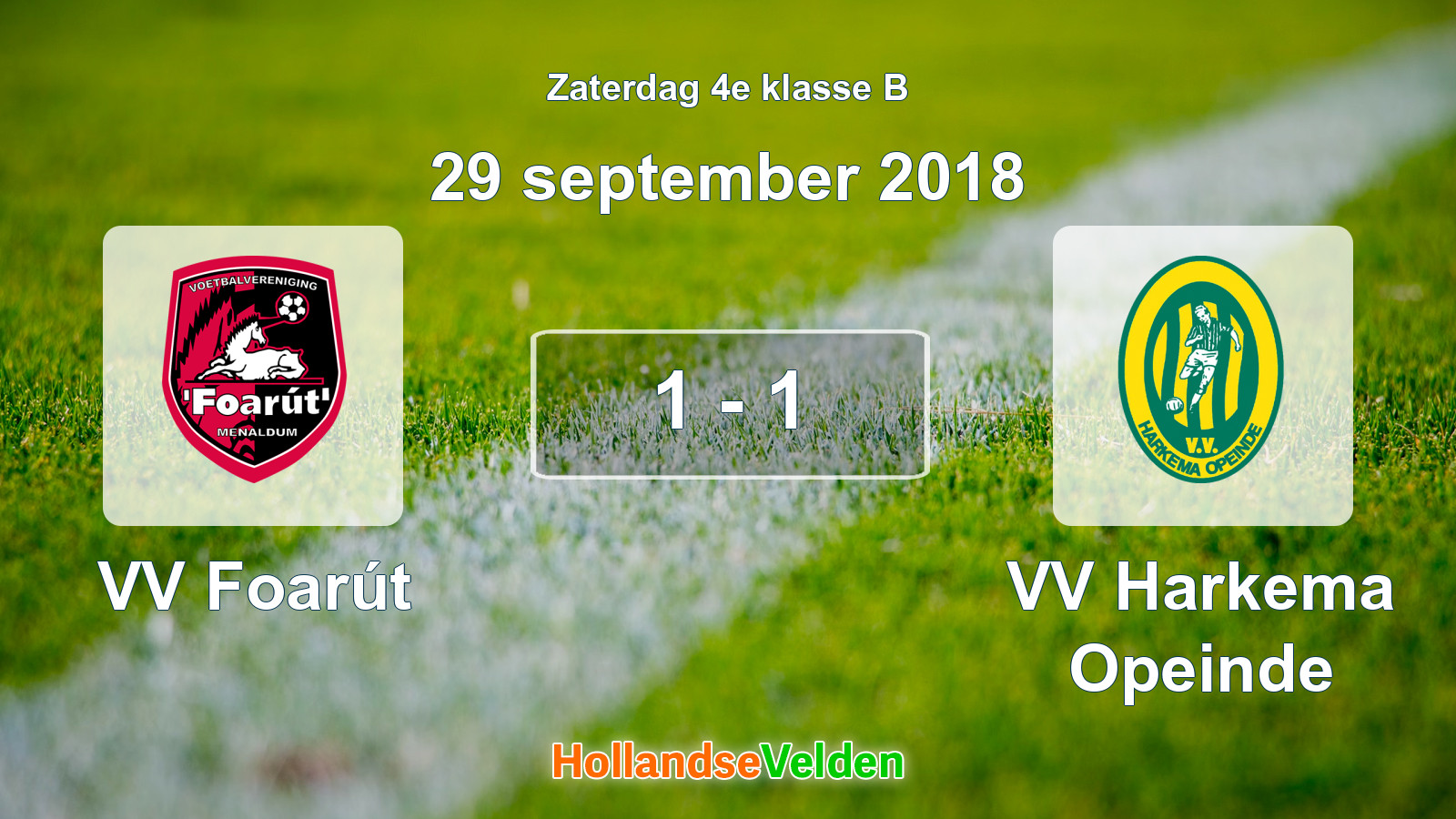 Gespeelde wedstrijd: VV Foarút - VV Harkema Opeinde 1 - 1 (29 september 2018)