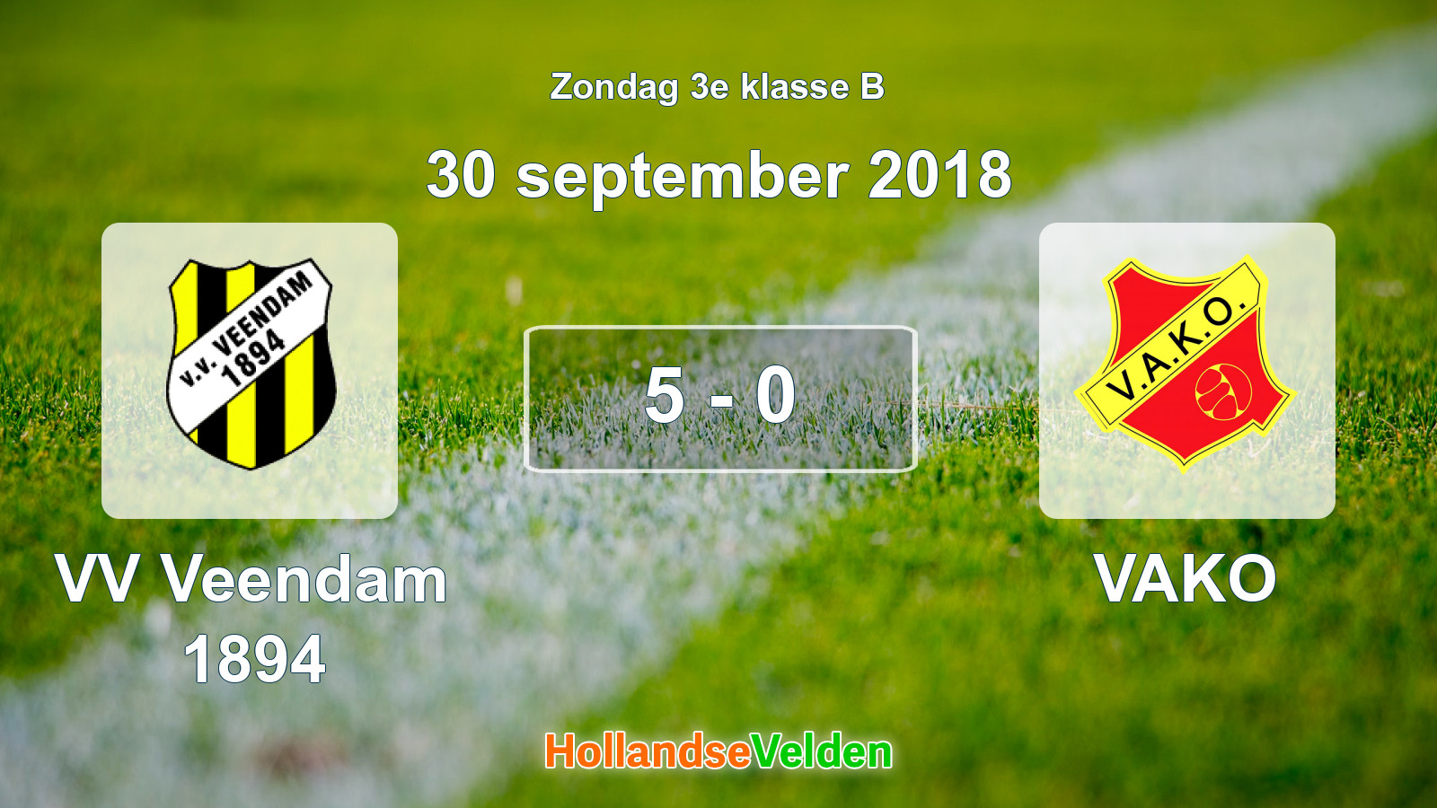 Gespeelde wedstrijd: VV Veendam 1894 - VAKO 5 - 0 (30 september 2018)
