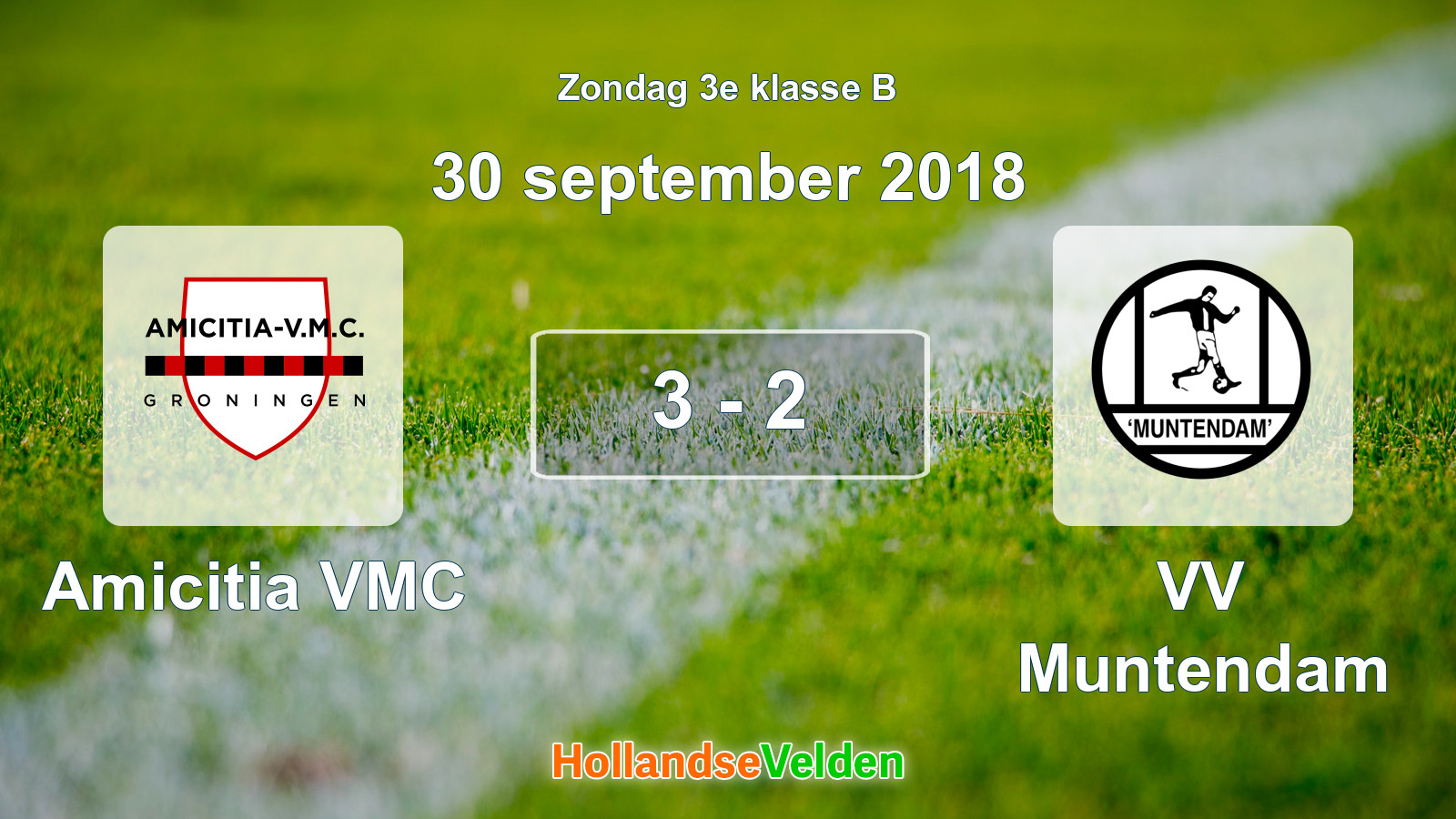 Gespeelde wedstrijd: Amicitia VMC - VV Muntendam 3 - 2 (30 september 2018)