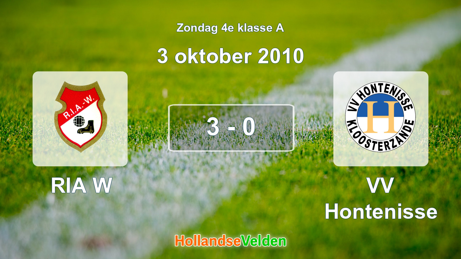 Gespeelde wedstrijd: RIA W - VV Hontenisse 3 - 0 (3 oktober 2010)