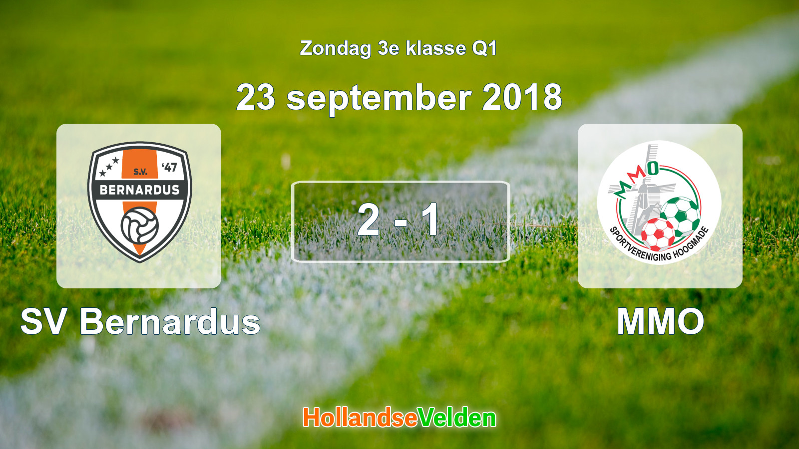 Gespeelde wedstrijd: SV Bernardus - MMO 2 - 1 (23 september 2018)