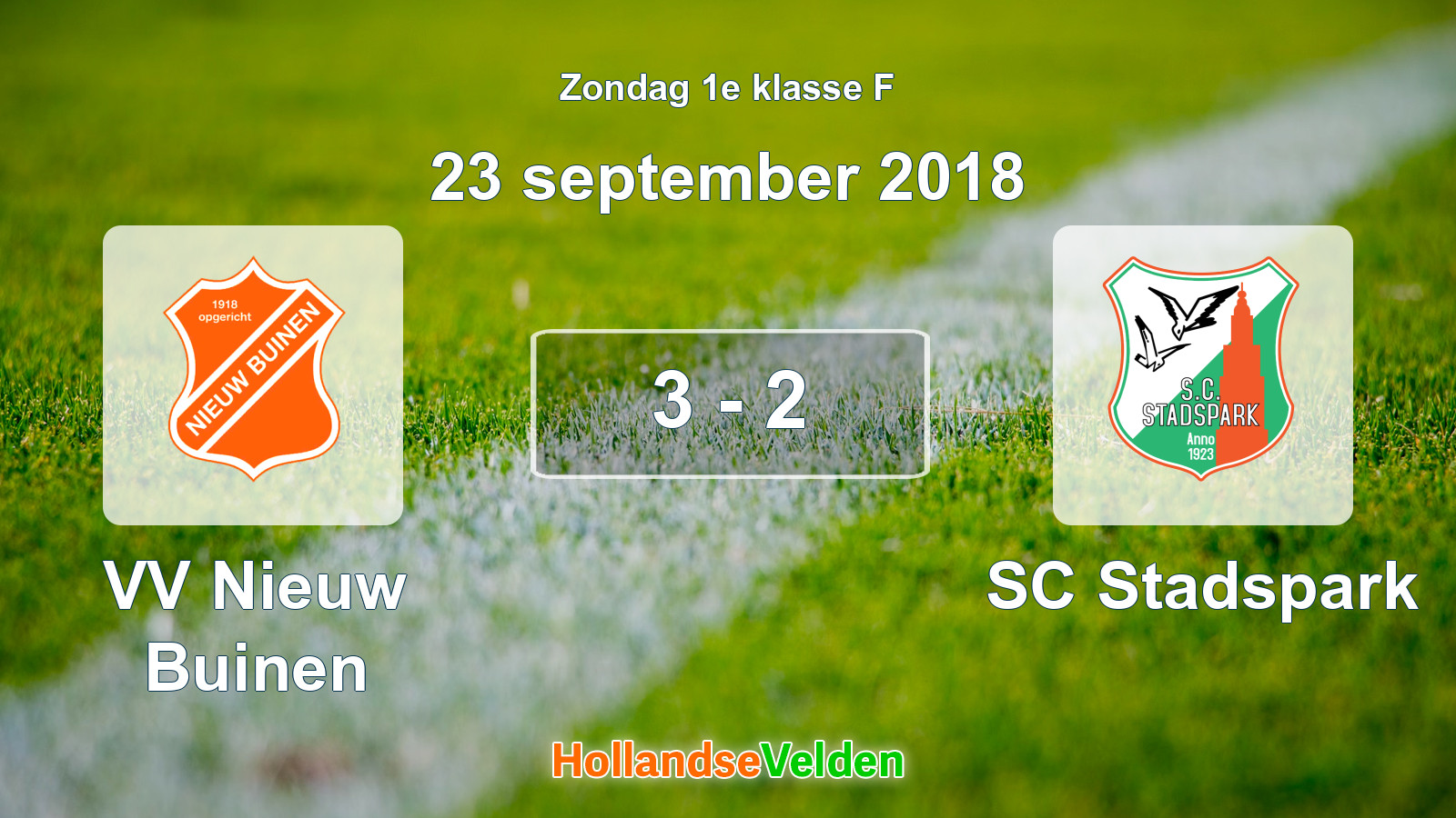 Gespeelde wedstrijd: VV Nieuw Buinen - SC Stadspark 3 - 2 (23 september 2018)