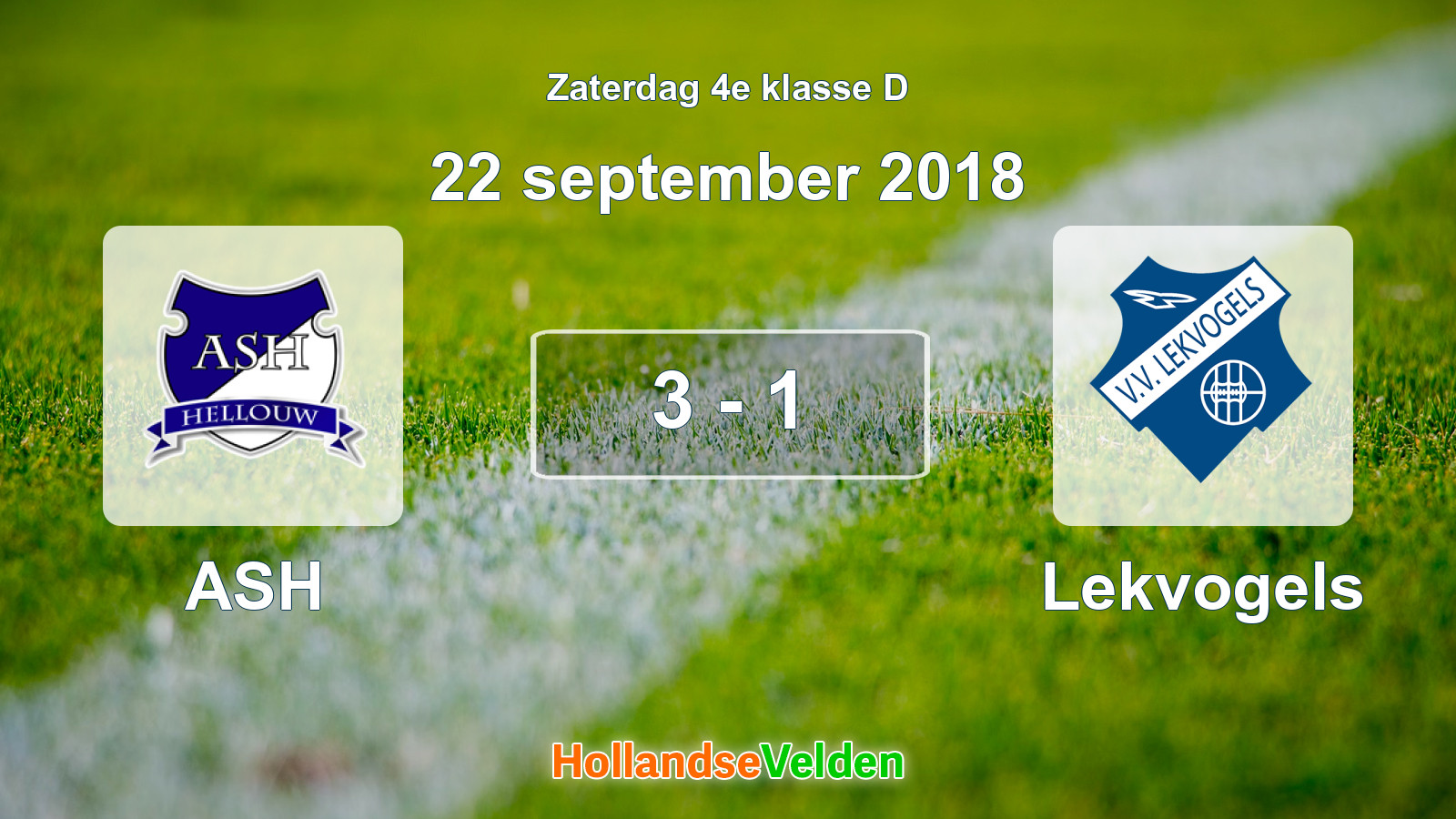 Gespeelde wedstrijd: ASH - Lekvogels 3 - 1 (22 september 2018)