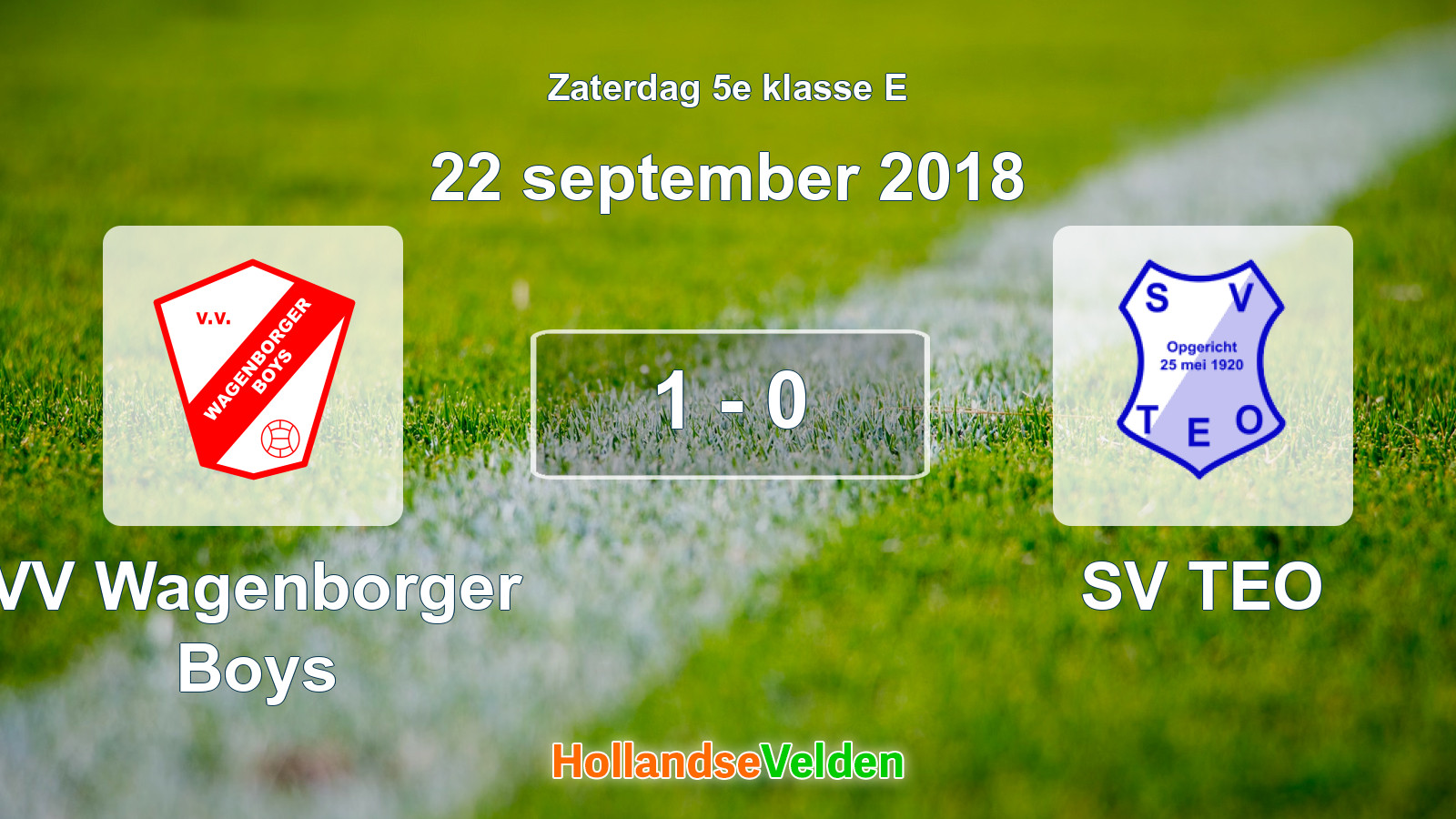 Gespeelde wedstrijd: VV Wagenborger Boys - SV TEO 1 - 0 (22 september 2018)