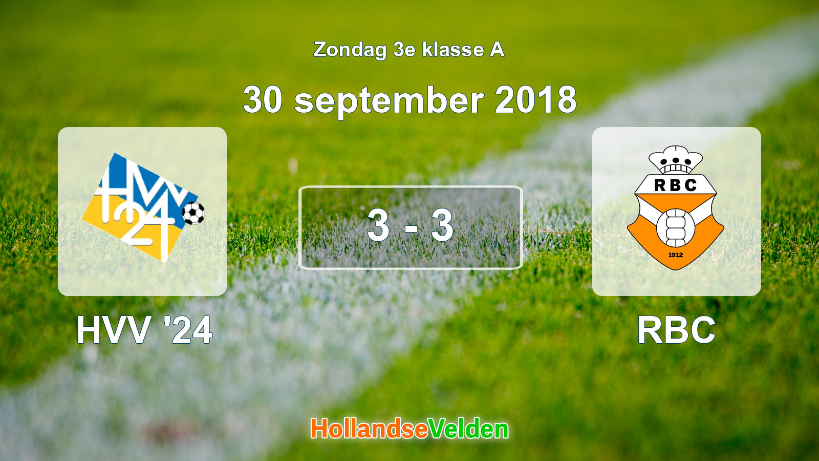 Gespeelde wedstrijd: HVV '24 - RBC 3 - 3 (30 september 2018)
