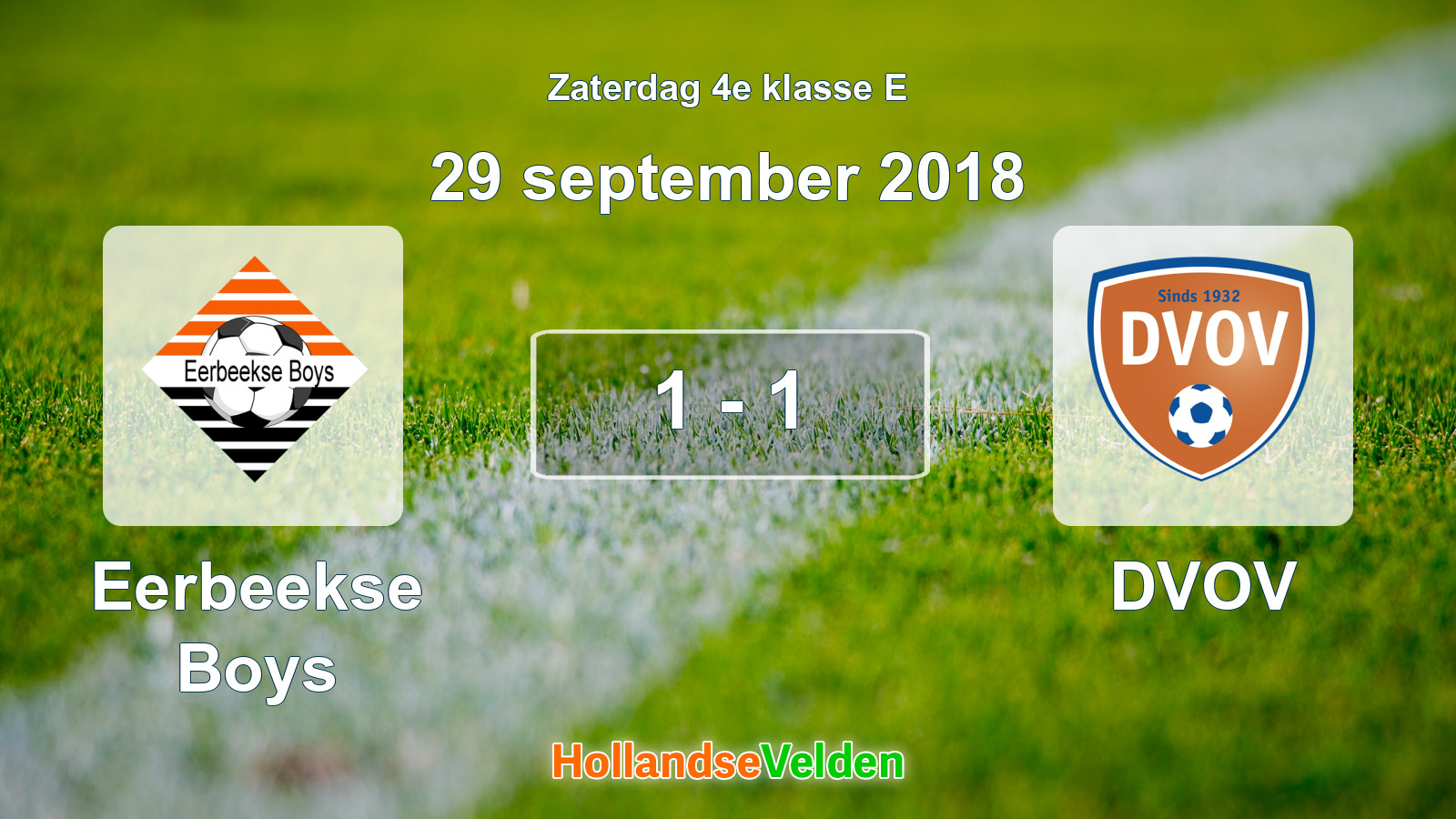 Gespeelde wedstrijd: Eerbeekse Boys - DVOV 1 - 1 (29 september 2018)