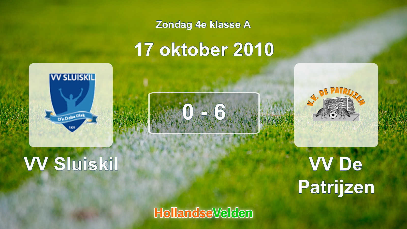 Gespeelde wedstrijd: VV Sluiskil - VV De Patrijzen 0 - 6 (17 oktober 2010)