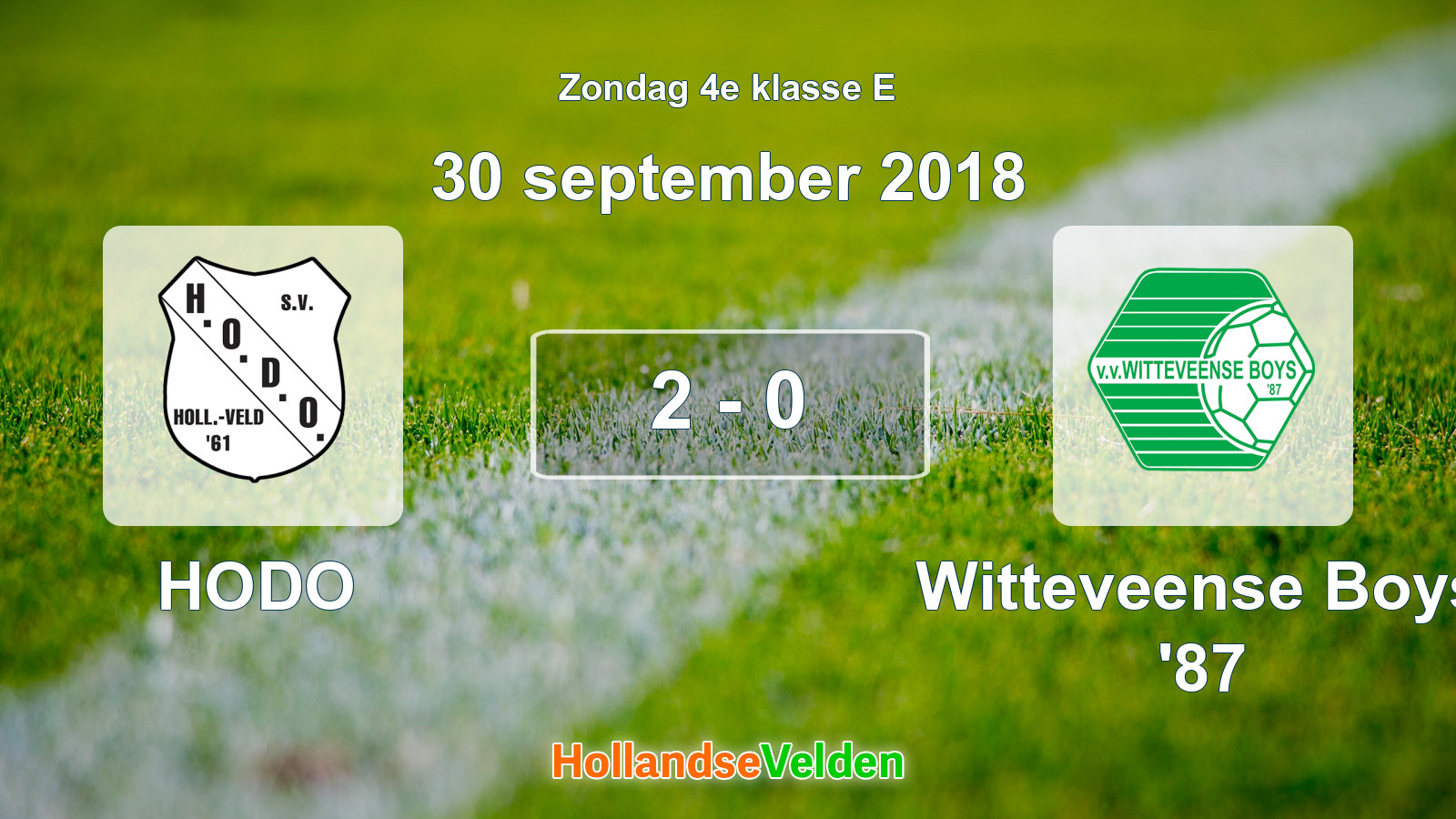 Gespeelde wedstrijd: HODO - Witteveense Boys '87 2 - 0 (30 september 2018)