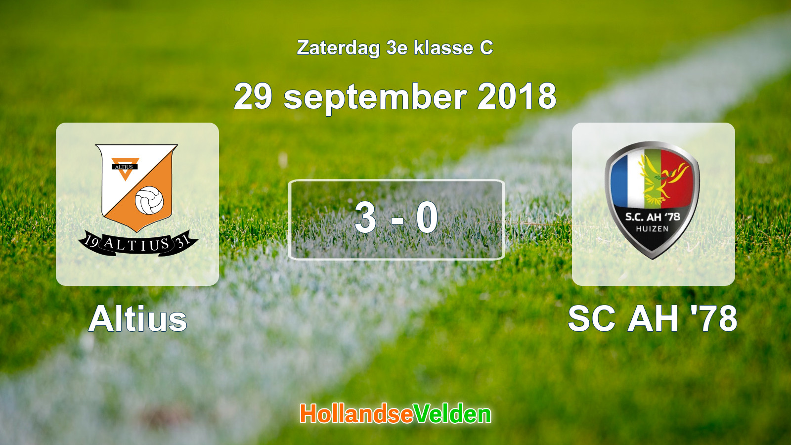Gespeelde wedstrijd: Altius - SC AH '78 3 - 0 (29 september 2018)