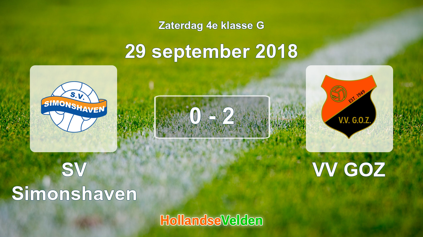 Gespeelde wedstrijd: SV Simonshaven - VV GOZ 0 - 2 (29 september 2018)