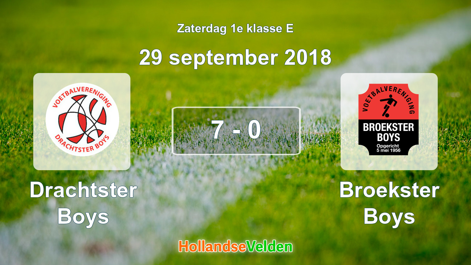 Gespeelde wedstrijd: Drachtster Boys - Broekster Boys 7 - 0 (29 september 2018)