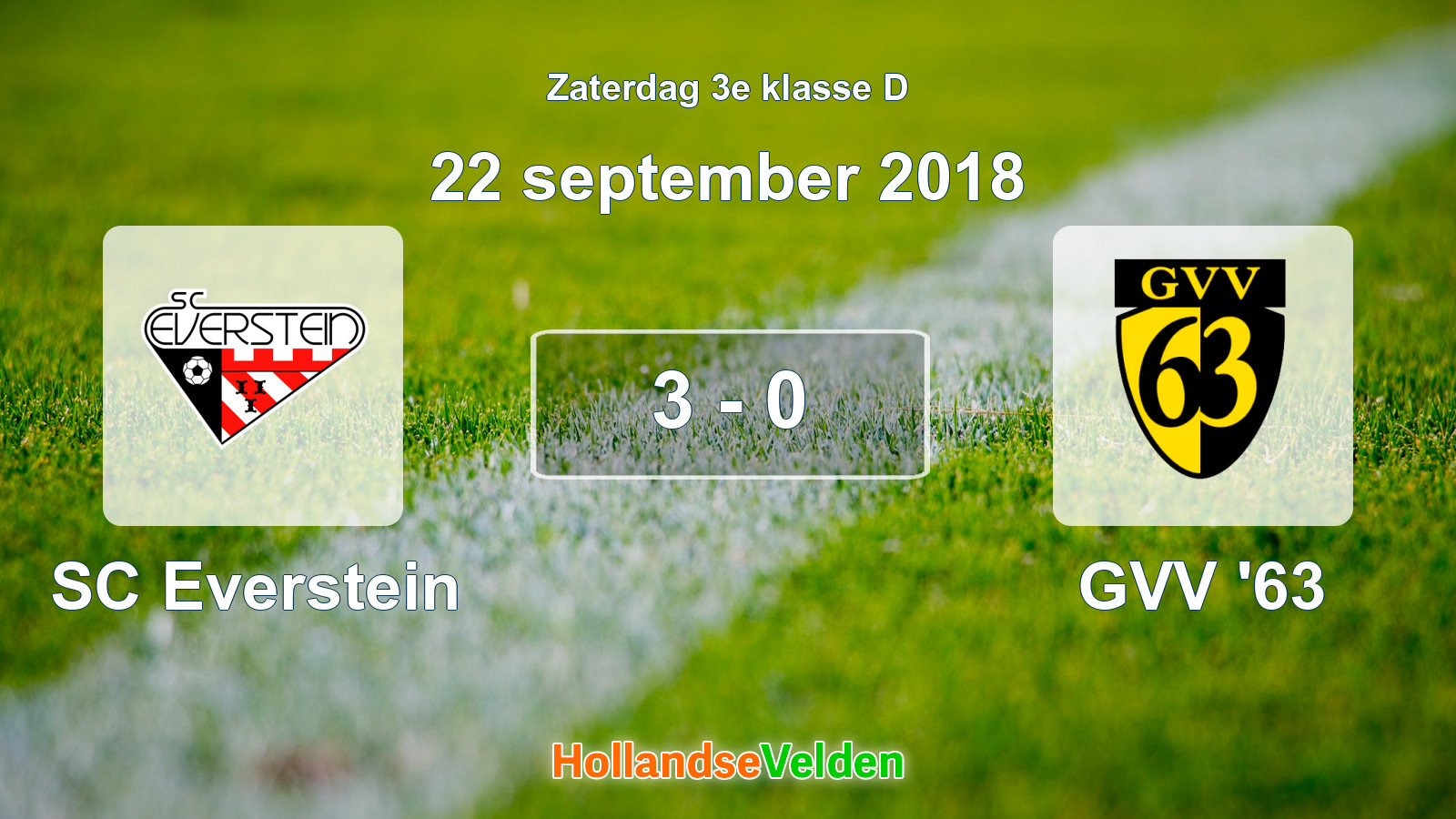 Gespeelde wedstrijd: SC Everstein - GVV '63 3 - 0 (22 september 2018)