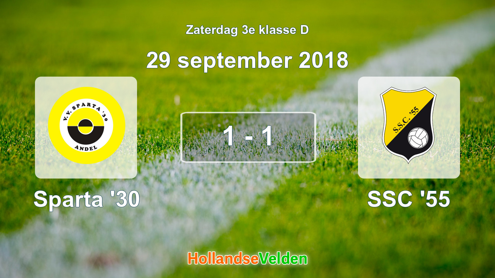 Gespeelde wedstrijd: Sparta '30 - SSC '55 1 - 1 (29 september 2018)
