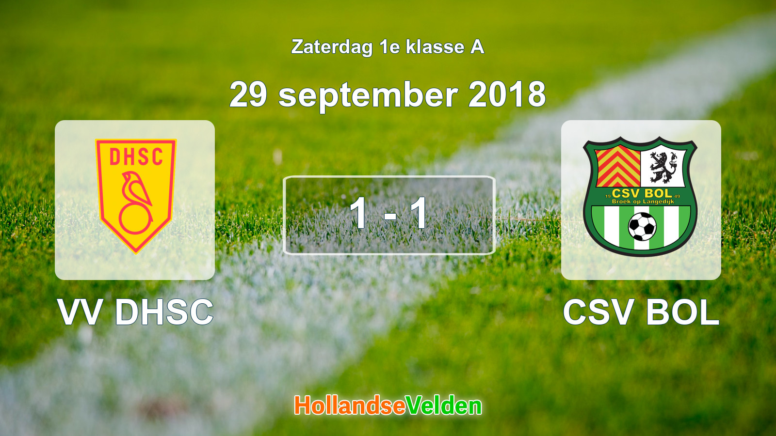 Gespeelde wedstrijd: VV DHSC - CSV BOL 1 - 1 (29 september 2018)